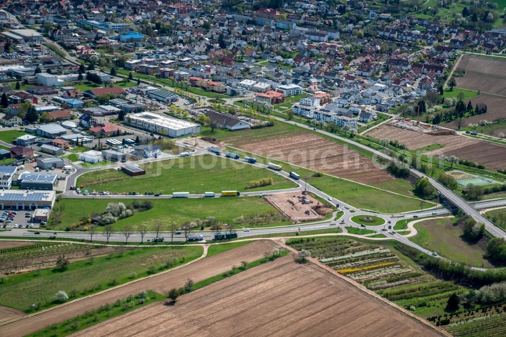 Aerial photograph Ettenheim - Construction site with development works and embankments works Ettenheim West in Ettenheim in the state Baden-Wuerttemberg, Germany