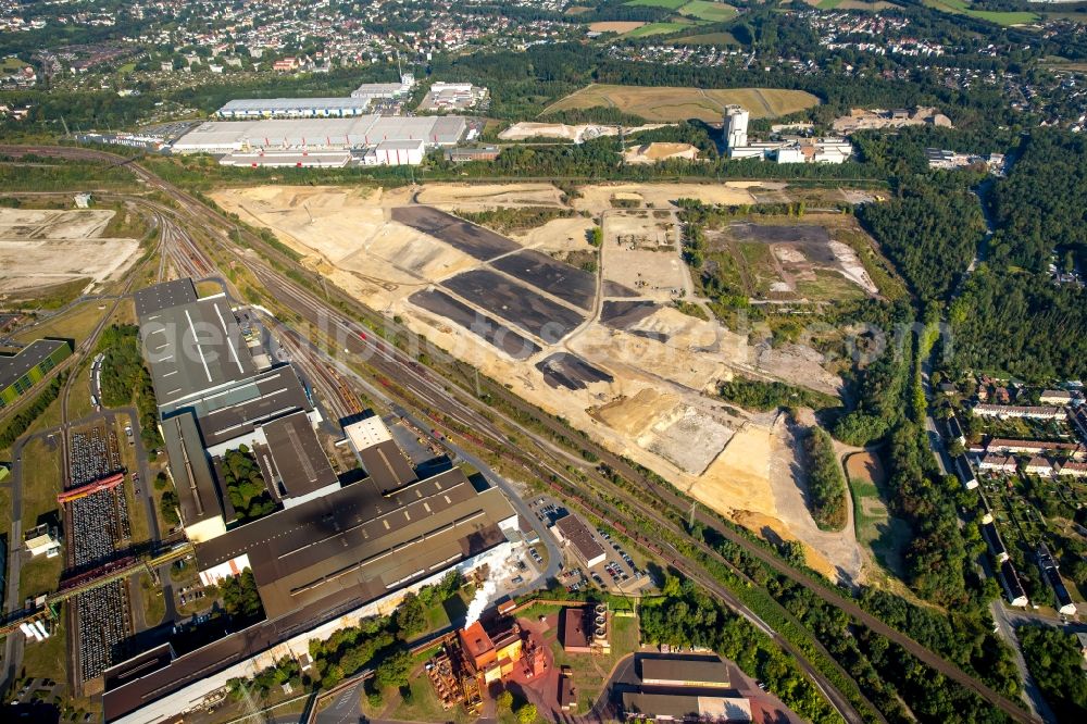 Dortmund from above - Construction site with development works and embankments works auf dem Gelaende des ehemaligen Hoeschgelaendes in Dortmund in the state North Rhine-Westphalia