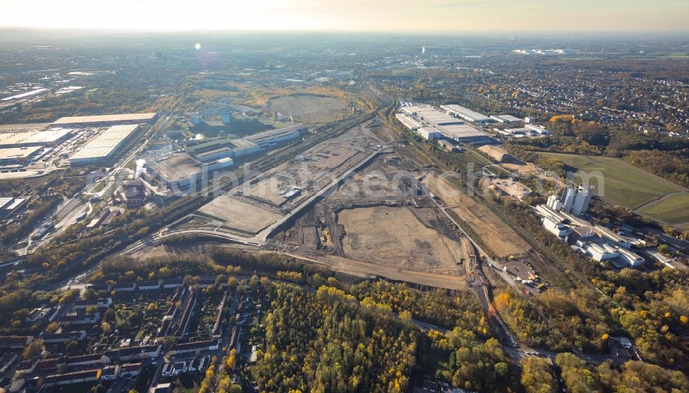 Aerial image Dortmund - Construction site with development works and embankments works auf dem Gelaende des ehemaligen Hoeschgelaendes in Dortmund in the state North Rhine-Westphalia