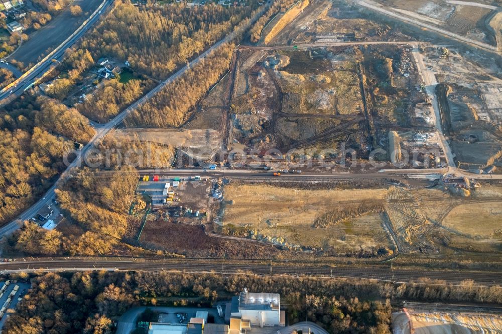 Aerial photograph Dortmund - Construction site with development works and embankments works auf dem Gelaende des ehemaligen Hoeschgelaendes in Dortmund in the state North Rhine-Westphalia