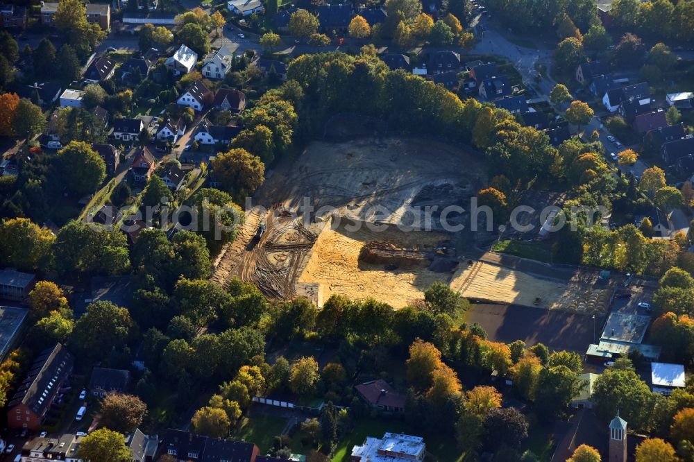 Aerial image Hamburg - Construction site with development works and embankments works on Gelaende the formerly Sportplatzes on Flurstrasse in the district Altona in Hamburg, Germany