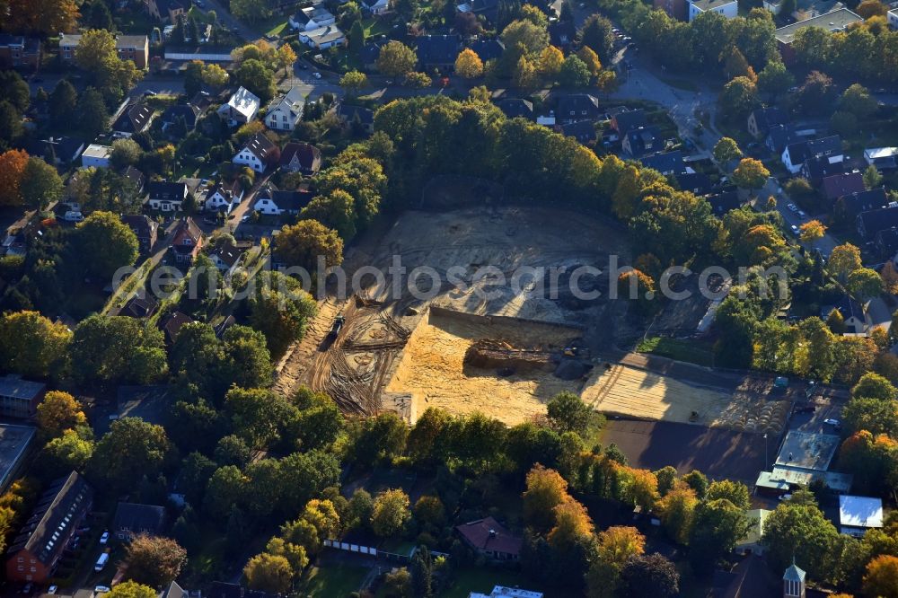 Aerial photograph Hamburg - Construction site with development works and embankments works on Gelaende the formerly Sportplatzes on Flurstrasse in the district Altona in Hamburg, Germany