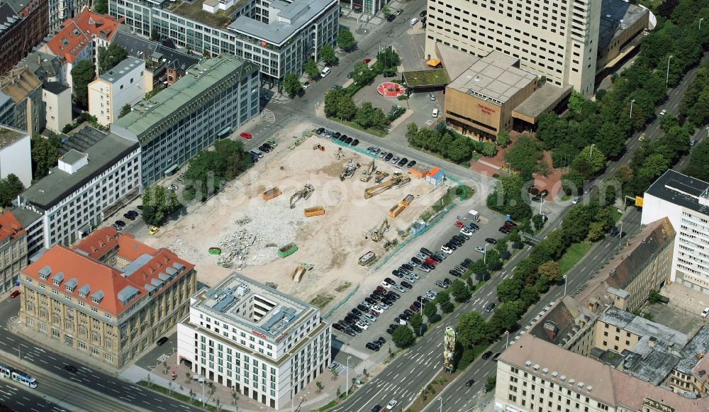 Aerial image Leipzig - Construction site with development and landfill works on the site of the future Saechsische Aufbaubank (SAB) in Leipzig, Saxony