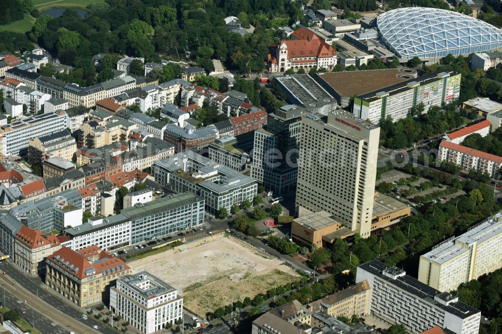 Leipzig from above - Construction site with development and landfill works on the site of the future Saechsische Aufbaubank (SAB) in Leipzig, Saxony