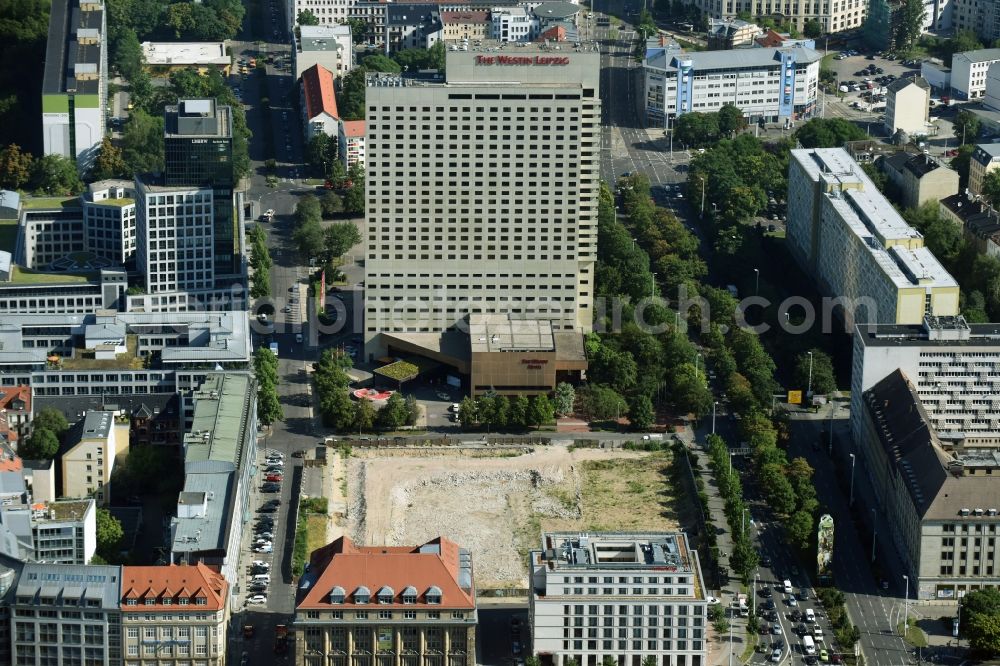 Aerial image Leipzig - Construction site with development and landfill works on the site of the future Saechsische Aufbaubank (SAB) in Leipzig, Saxony