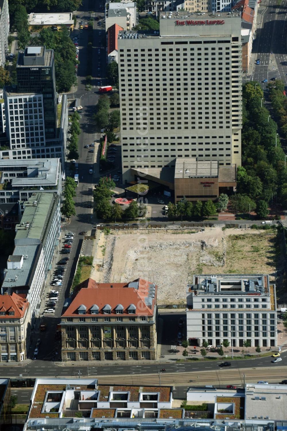 Aerial photograph Leipzig - Construction site with development and landfill works on the site of the future Saechsische Aufbaubank (SAB) in Leipzig, Saxony