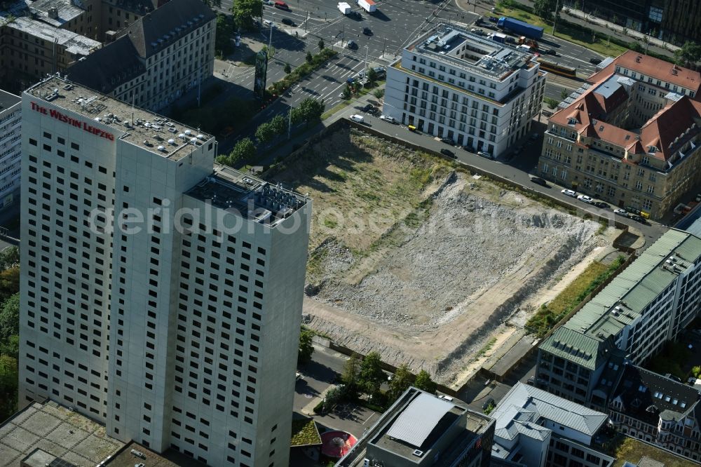 Aerial image Leipzig - Construction site with development and landfill works on the site of the future Saechsische Aufbaubank (SAB) in Leipzig, Saxony