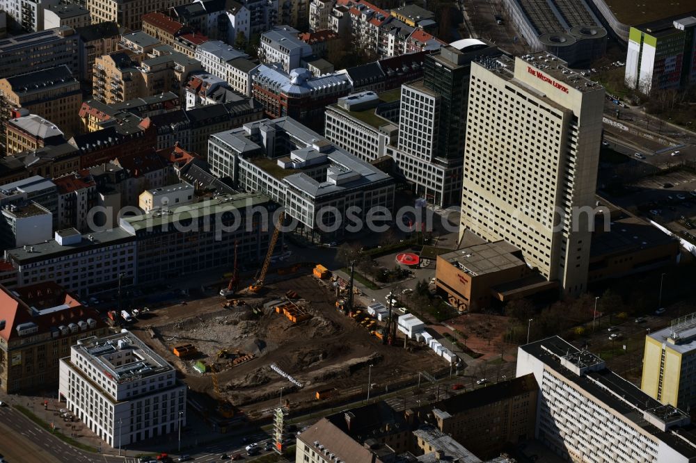 Aerial photograph Leipzig - Construction site with development and landfill works on the site of the future Saechsische Aufbaubank (SAB) in Leipzig, Saxony