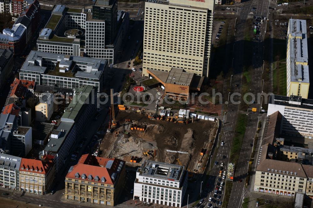 Aerial photograph Leipzig - Construction site with development and landfill works on the site of the future Saechsische Aufbaubank (SAB) in Leipzig, Saxony