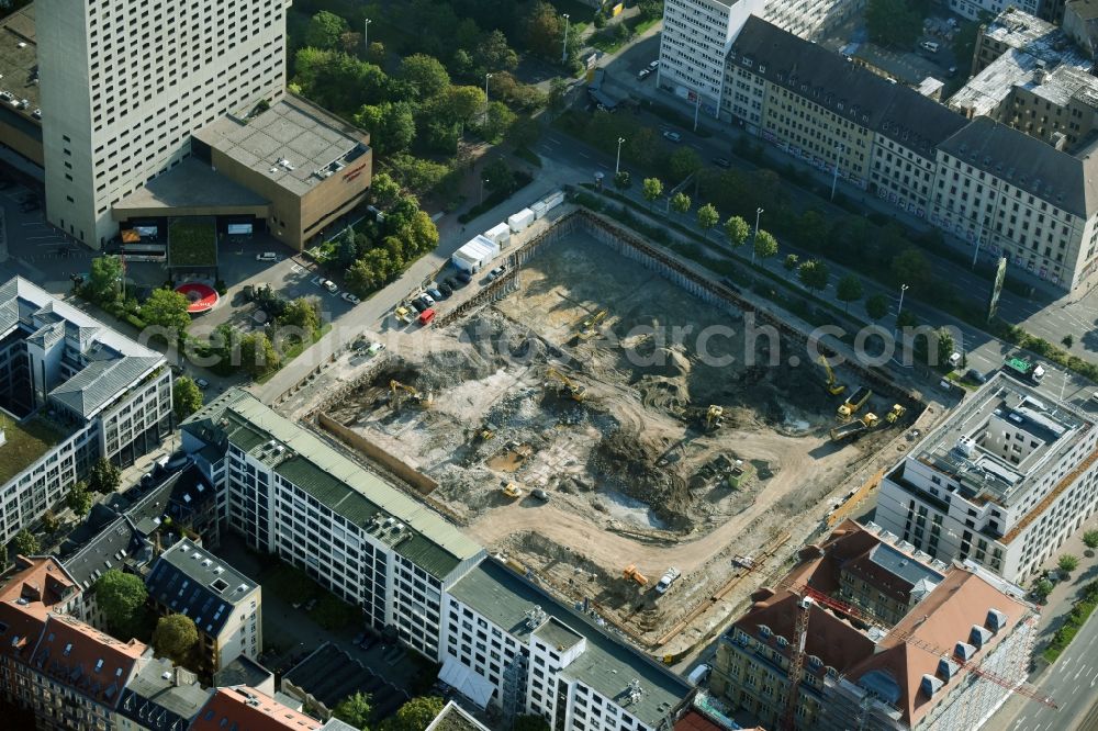 Aerial photograph Leipzig - Construction site with development and landfill works on the site of the future Saechsische Aufbaubank (SAB) in Leipzig, Saxony