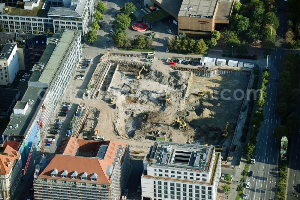 Leipzig from above - Construction site with development and landfill works on the site of the future Saechsische Aufbaubank (SAB) in Leipzig, Saxony