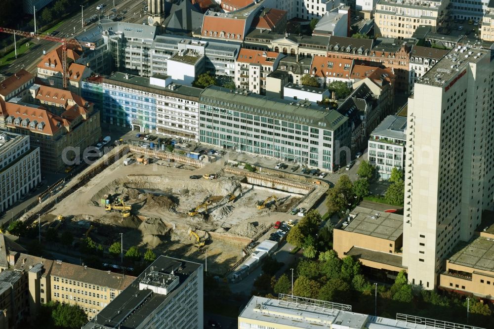 Aerial photograph Leipzig - Construction site with development and landfill works on the site of the future Saechsische Aufbaubank (SAB) in Leipzig, Saxony