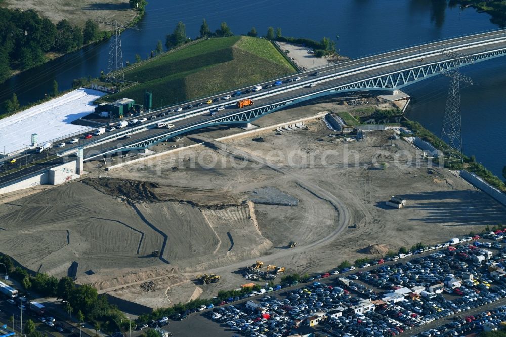 Berlin from above - Construction site with development works and embankments works on Gelaende on Minna-Todenhagen-Strasse in Berlin, Germany