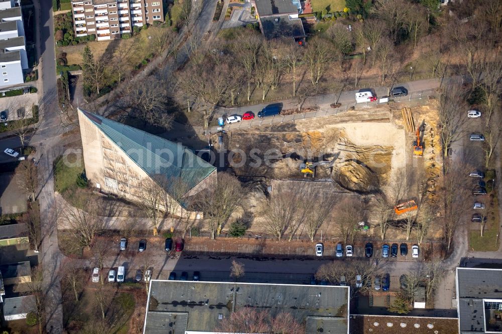 Gelsenkirchen from above - Construction site with development works and embankments works on Westerholter Strasse in Gelsenkirchen in the state North Rhine-Westphalia, Germany