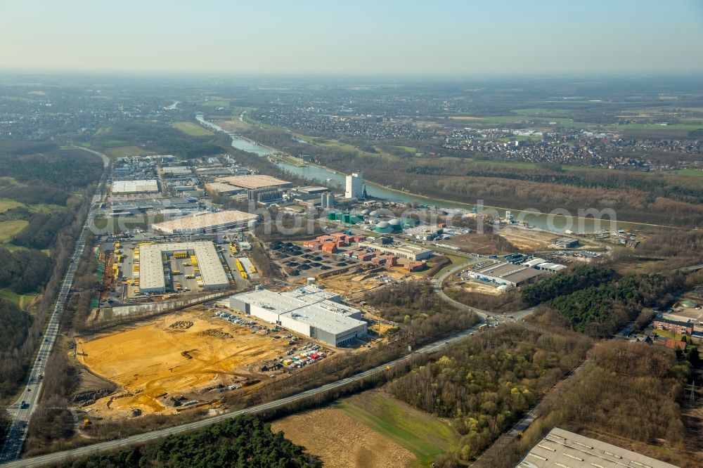 Dorsten from above - Construction site with development works and embankments works of GENAN HOLDING A/S in Dorsten in the state North Rhine-Westphalia