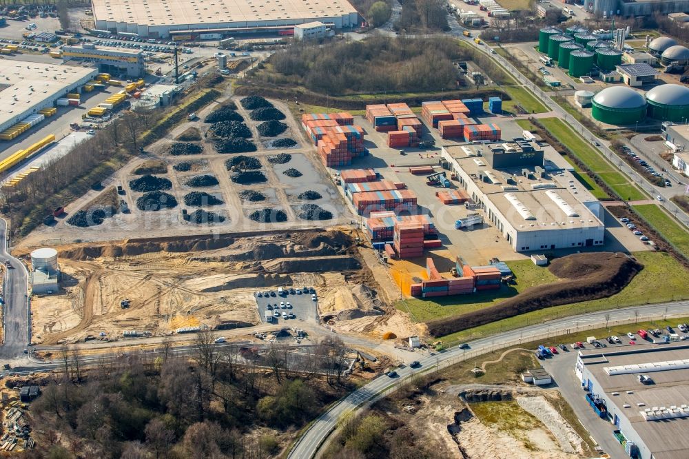 Dorsten from the bird's eye view: Construction site with development works and embankments works of GENAN HOLDING A/S in Dorsten in the state North Rhine-Westphalia