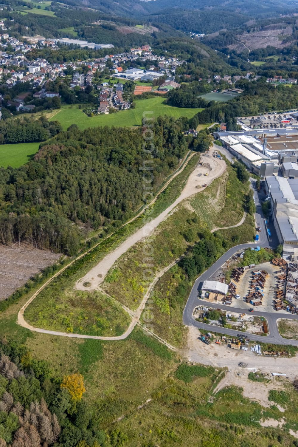 Aerial photograph Ennepetal - Construction site with development works and embankments works on Gewerbegebiet on street Am Sommer in Ennepetal at Ruhrgebiet in the state North Rhine-Westphalia, Germany