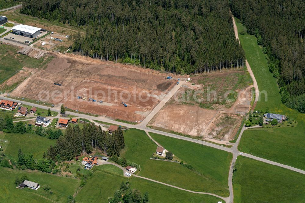 Aerial image Eisenbach (Hochschwarzwald) - Construction site with development works and embankments works Gewerbegebiet on Oberbraender Strasse in Eisenbach (Hochschwarzwald) in the state Baden-Wuerttemberg, Germany