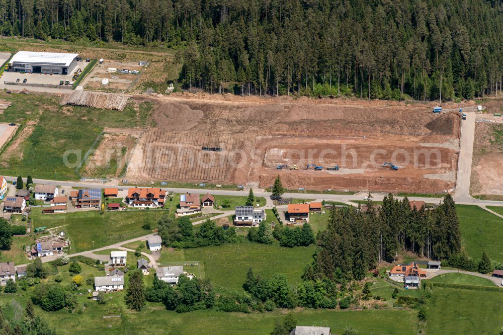 Aerial photograph Eisenbach (Hochschwarzwald) - Construction site with development works and embankments works Gewerbegebiet on Oberbraender Strasse in Eisenbach (Hochschwarzwald) in the state Baden-Wuerttemberg, Germany