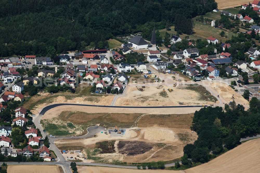 Aerial image Pentling - Construction site with development and earth filling work on Jahnstrasse in the district of Grossberg in the municipality of Pentling in the federal state of Bavaria, Germany