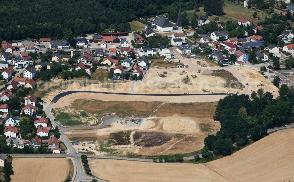 Aerial photograph Pentling - Construction site with development and earth filling work on Jahnstrasse in the district of Grossberg in the municipality of Pentling in the federal state of Bavaria, Germany