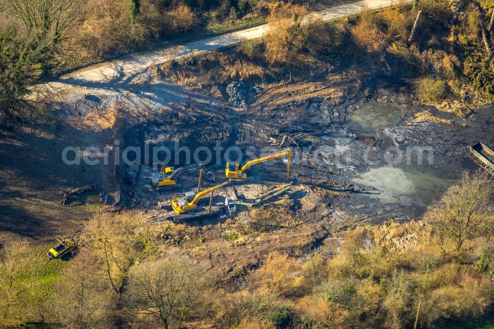 Heiligenhaus from above - Construction site with development works and embankments works in Heiligenhaus in the state North Rhine-Westphalia, Germany