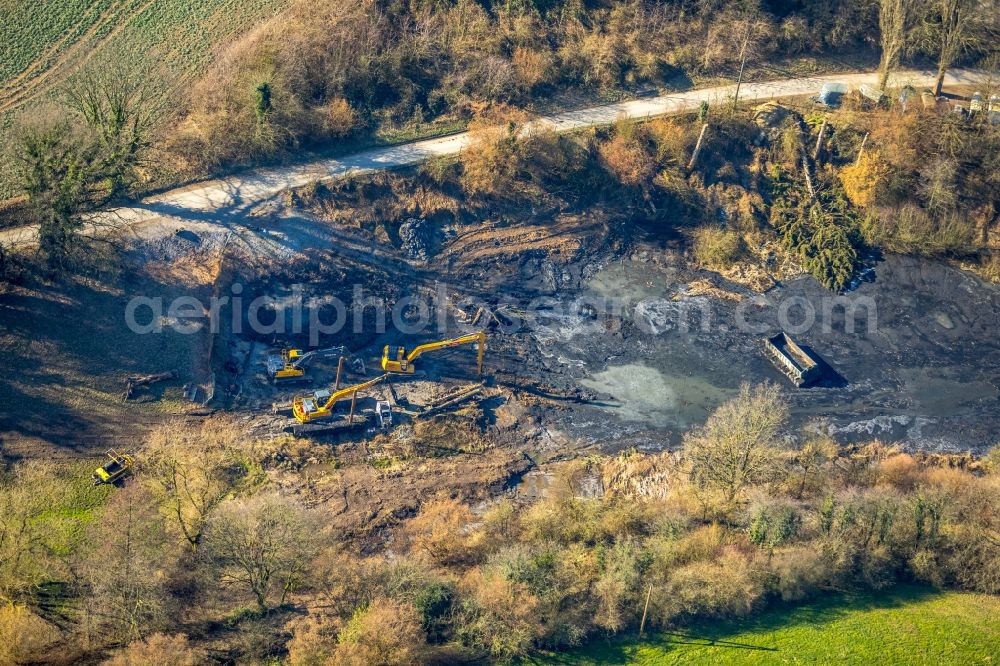 Heiligenhaus from the bird's eye view: Construction site with development works and embankments works in Heiligenhaus in the state North Rhine-Westphalia, Germany