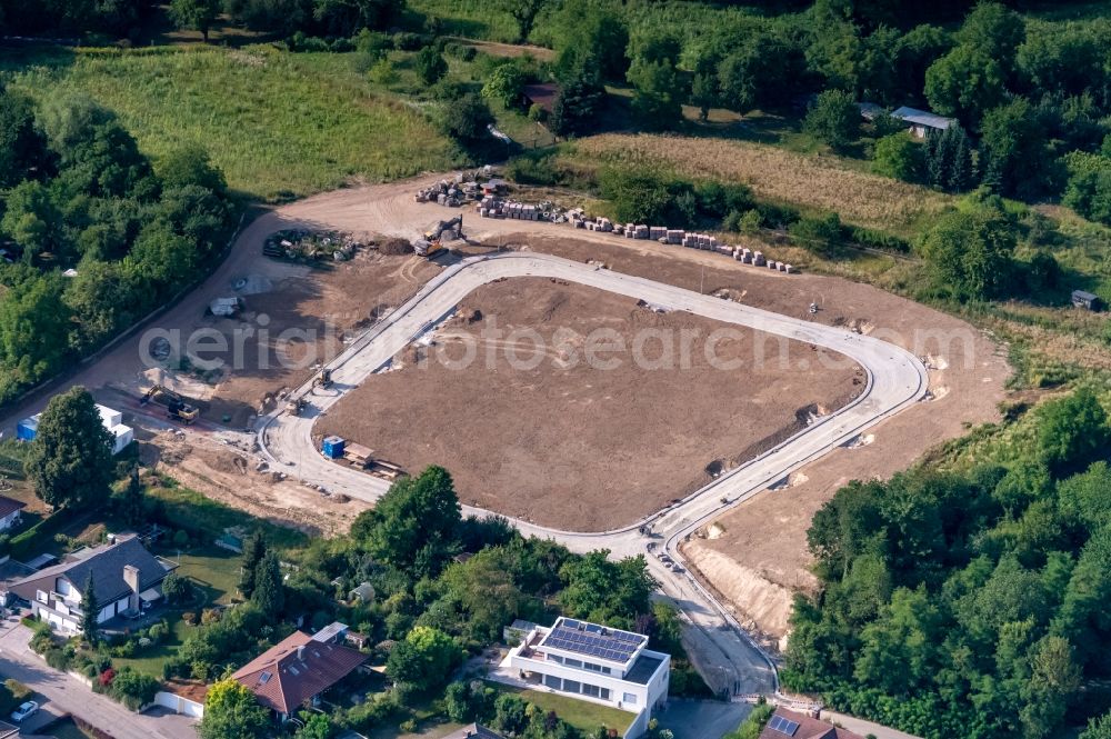 Aerial photograph Ettenheim - Construction site with development works and embankments works Klein Muenchberg in Ettenheim in the state Baden-Wurttemberg, Germany