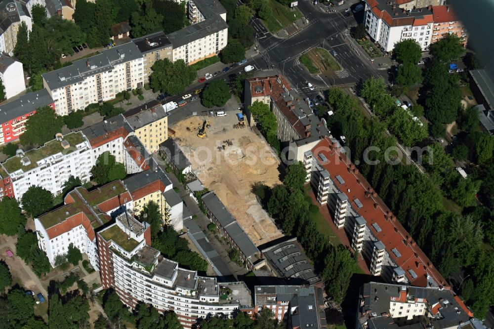 Berlin from above - Construction site at Koloniestrasse 11 in Wedding district of Berlin, Germany