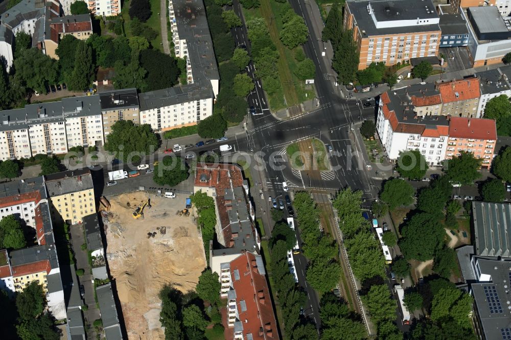 Aerial image Berlin - Construction site at Koloniestrasse 11 in Wedding district of Berlin, Germany