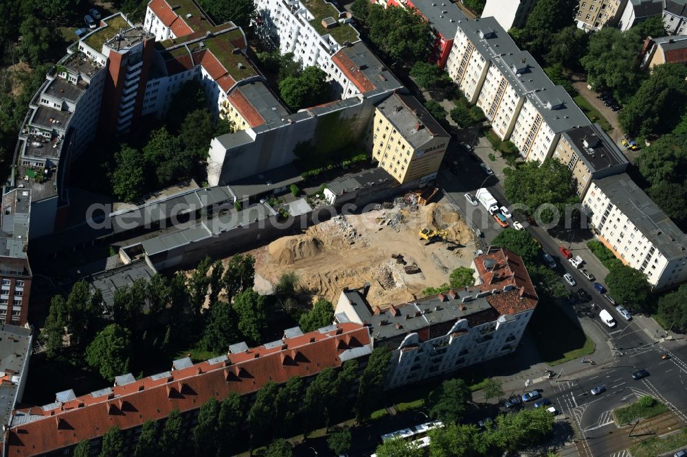 Berlin from above - Construction site at Koloniestrasse 11 in Wedding district of Berlin, Germany