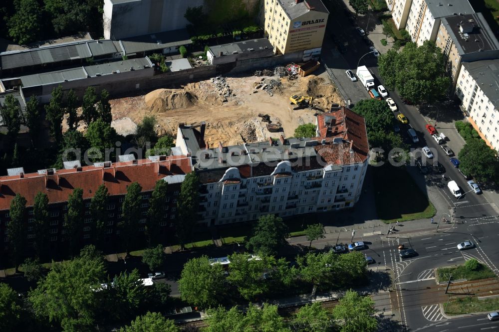 Aerial image Berlin - Construction site at Koloniestrasse 11 in Wedding district of Berlin, Germany