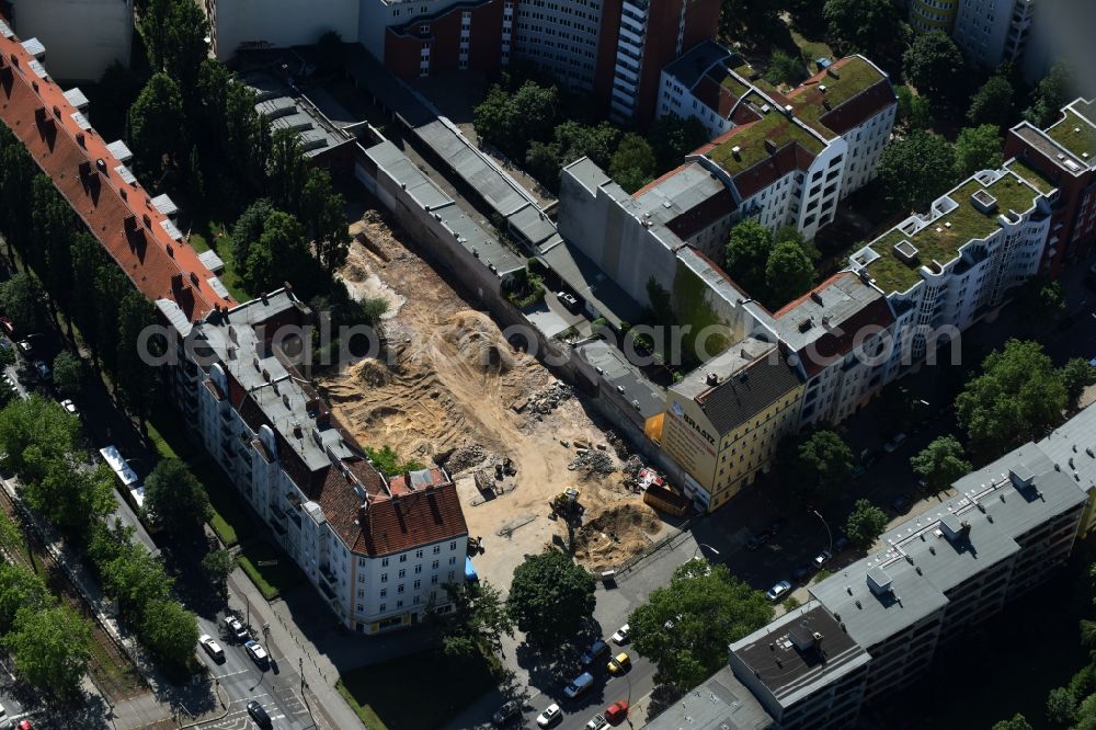 Aerial image Berlin - Construction site at Koloniestrasse 11 in Wedding district of Berlin, Germany