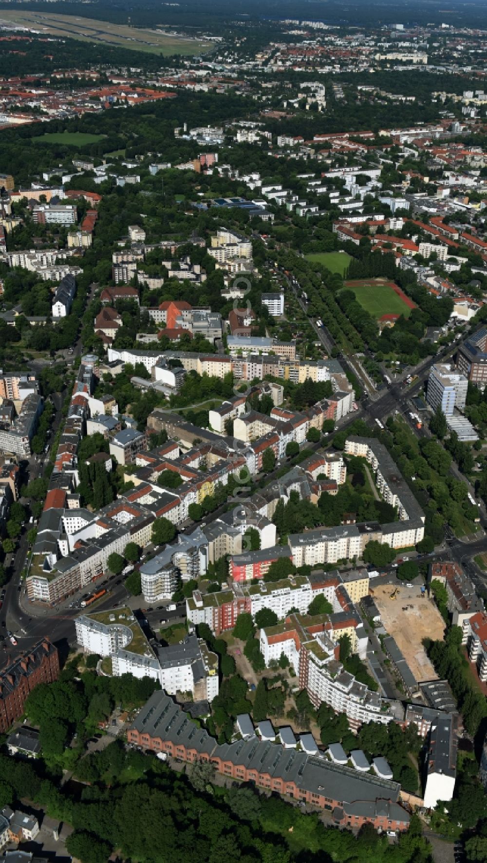 Berlin from above - Construction site at Koloniestrasse 11 in Wedding district of Berlin, Germany