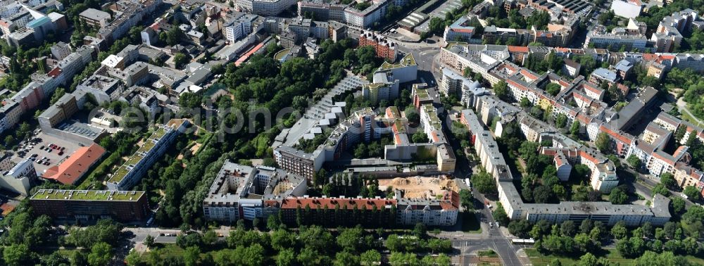 Aerial image Berlin - Construction site at Koloniestrasse 11 in Wedding district of Berlin, Germany