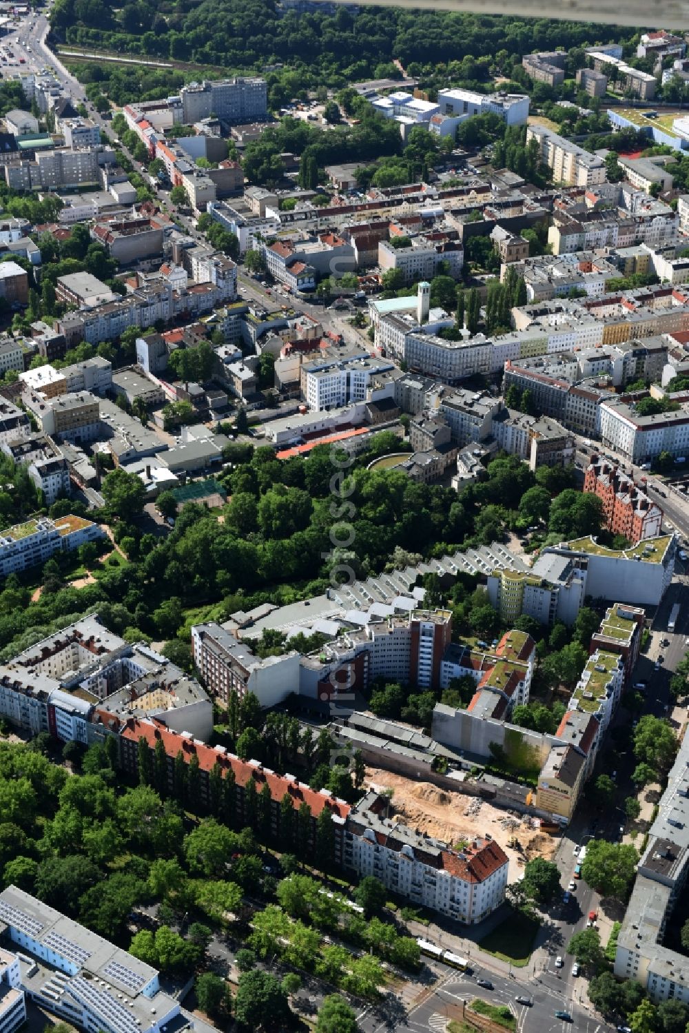 Aerial image Berlin - Construction site at Koloniestrasse 11 in Wedding district of Berlin, Germany