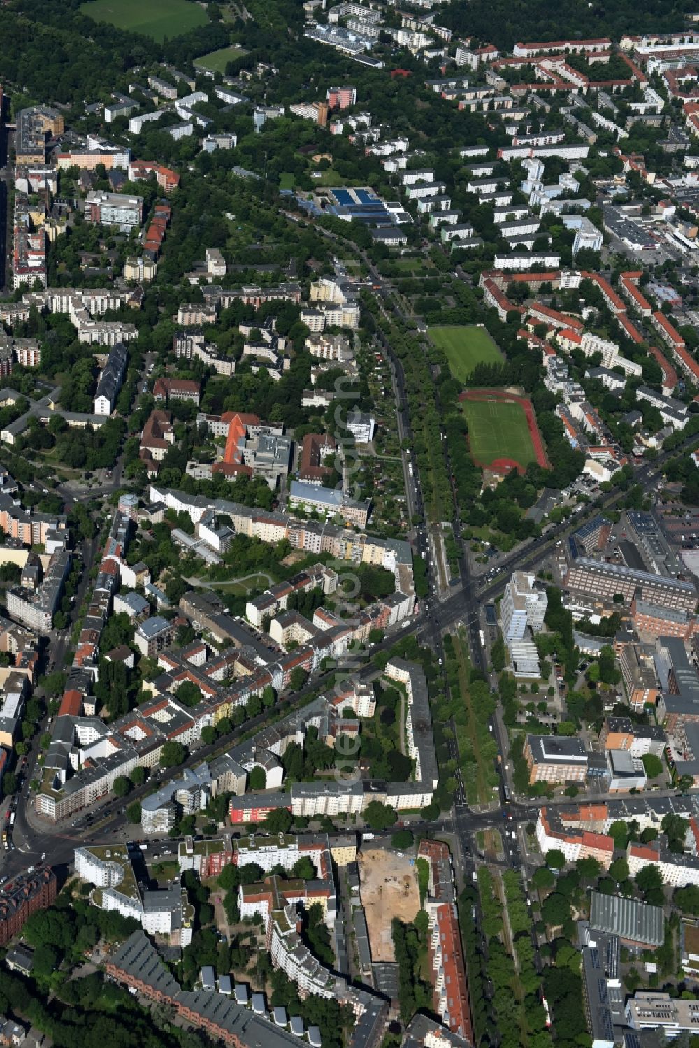 Aerial image Berlin - Construction site at Koloniestrasse 11 in Wedding district of Berlin, Germany