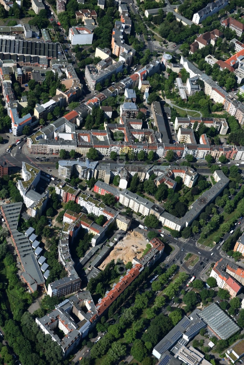 Berlin from above - Construction site at Koloniestrasse 11 in Wedding district of Berlin, Germany