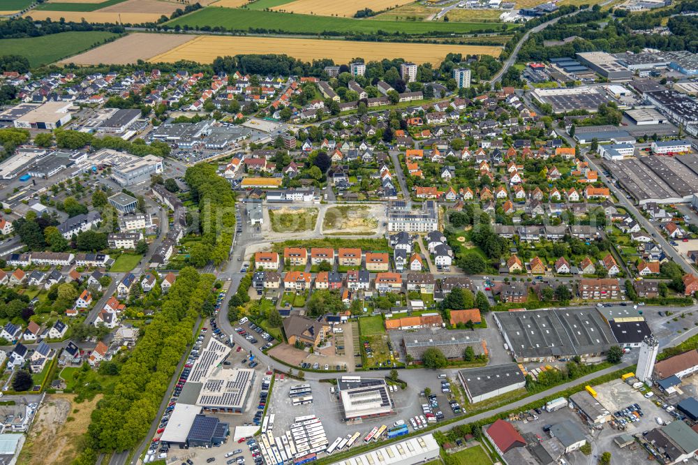 Aerial image Soest - Construction site with development works and embankments works for a new residential area on the former Coca-Cola premises on street Briloner Strasse in Soest in the state North Rhine-Westphalia, Germany