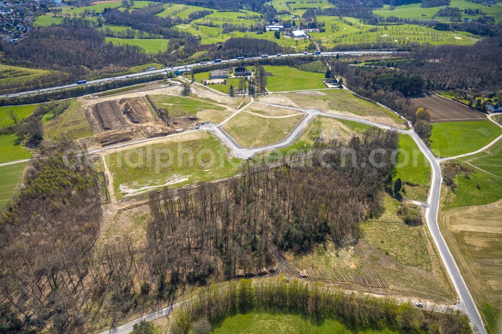 Aerial photograph Wetter (Ruhr) - Construction site with development works and embankments works for the new industrial area along the A1 in Wetter (Ruhr) at Ruhrgebiet in the state North Rhine-Westphalia, Germany