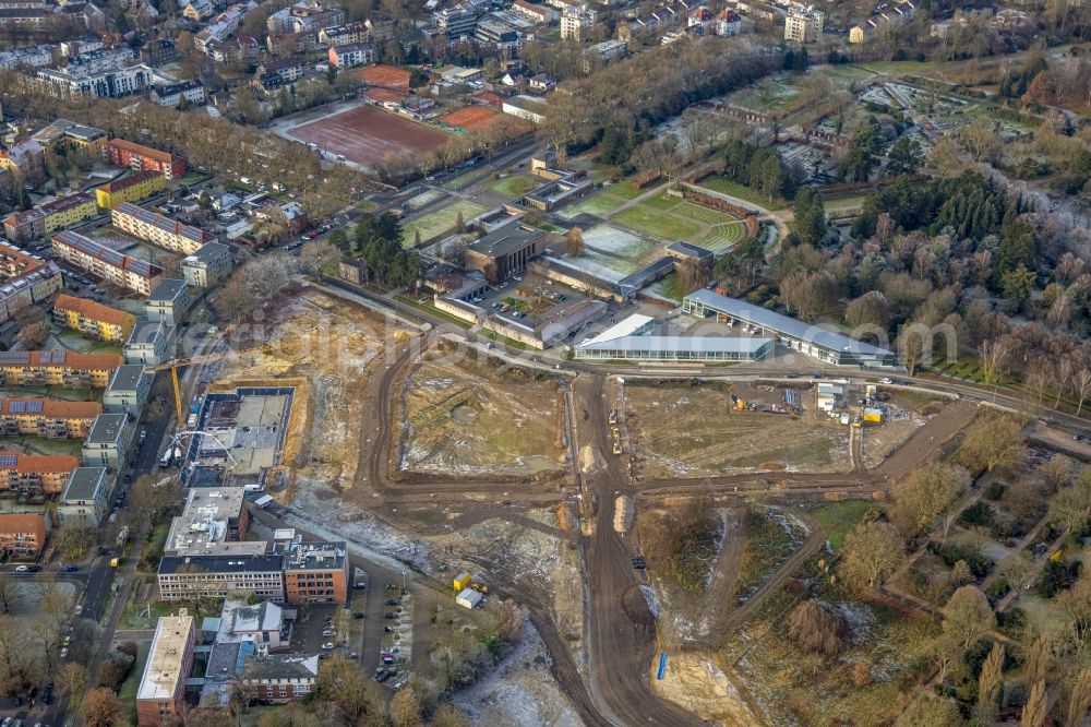 Aerial image Bochum - Construction site with development works and embankments works at Ostpark for the Quartier Feldmark in the district Altenbochum in Bochum at Ruhrgebiet in the state North Rhine-Westphalia, Germany