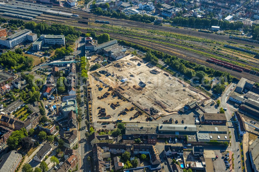 Aerial image Hamm - Construction site with development works and embankments works between Wilhelmstrasse and Banningstrasse in Hamm at Ruhrgebiet in the state North Rhine-Westphalia, Germany