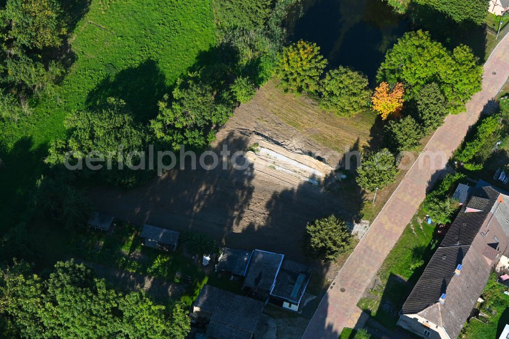 Groß Daberkow from above - Construction site with development, foundation, earth and landfill works for a single family home in Gross Daberkow in the state Mecklenburg - Western Pomerania, Germany