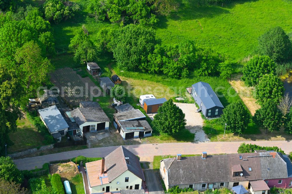 Groß Daberkow from the bird's eye view: Construction site with development, foundation, earth and landfill works for a single family home in Gross Daberkow in the state Mecklenburg - Western Pomerania, Germany