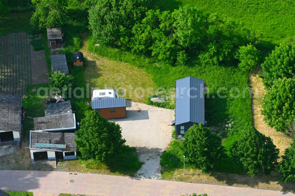 Aerial image Groß Daberkow - Construction site with development, foundation, earth and landfill works for a single family home in Gross Daberkow in the state Mecklenburg - Western Pomerania, Germany