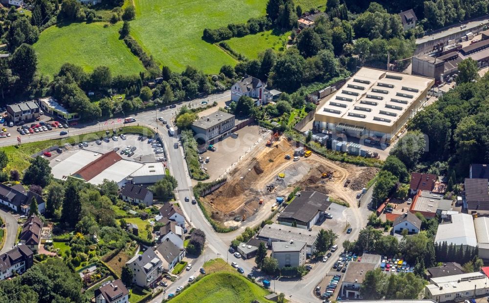 Aerial image Ennepetal - Construction site with development, foundation, earth and landfill works of FELDHAUS Tief- and Montagebau GmbH & Co. KG on Loher Strasse in Ennepetal in the state North Rhine-Westphalia, Germany