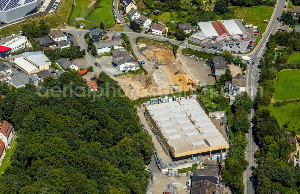 Aerial image Ennepetal - Construction site with development, foundation, earth and landfill works of FELDHAUS Tief- and Montagebau GmbH & Co. KG on Loher Strasse in Ennepetal in the state North Rhine-Westphalia, Germany