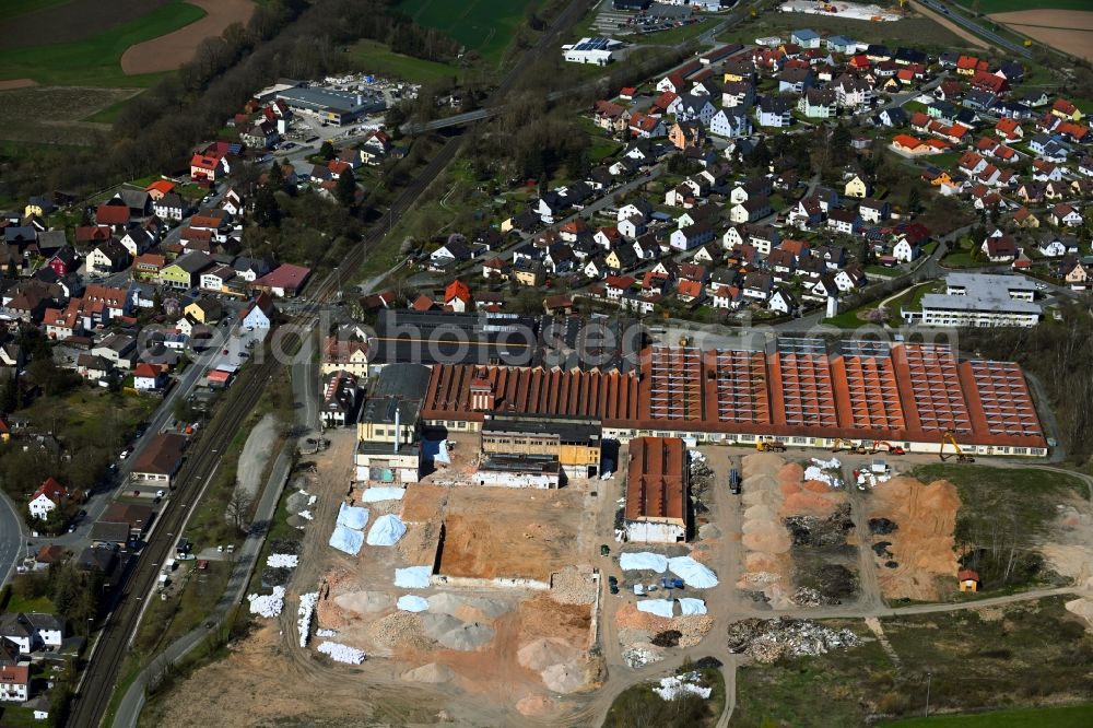 Aerial image Mainleus - Construction site with development, foundation, earth and landfill works for the construction of a new residential area in Mainleus in the state Bavaria, Germany