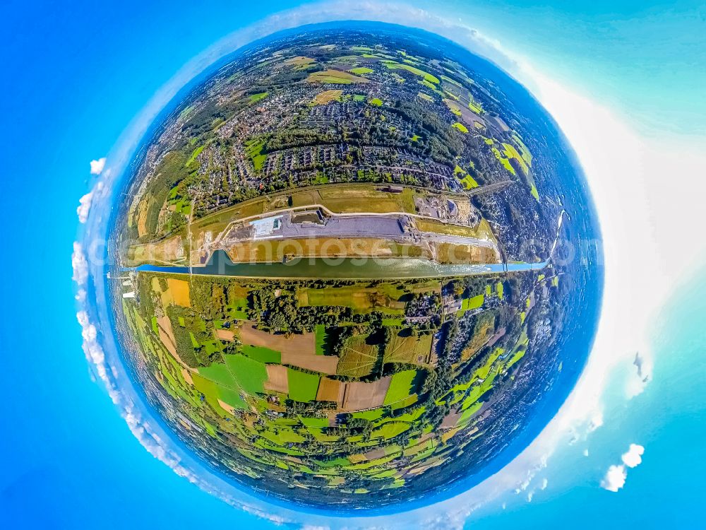 Aerial image Oberaden - construction site with development, foundation, earth and landfill works Wasserstadt Aden Datteln-Hamm-Kanal in Oberaden at Ruhrgebiet in the state North Rhine-Westphalia, Germany