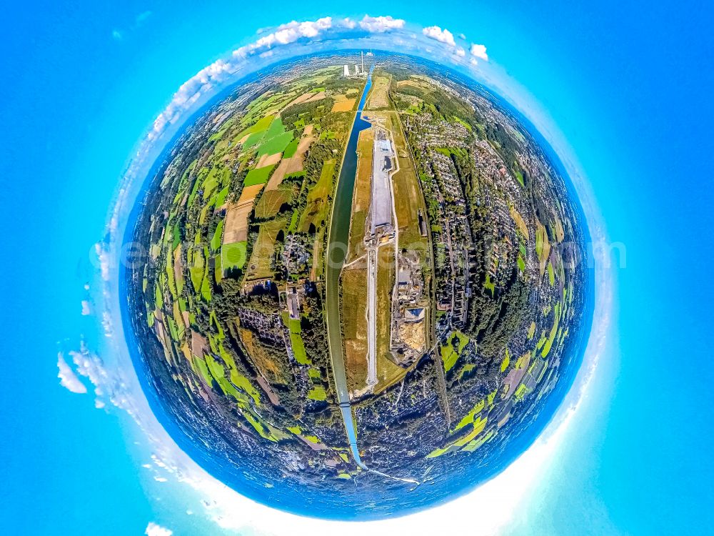 Aerial photograph Oberaden - construction site with development, foundation, earth and landfill works Wasserstadt Aden Datteln-Hamm-Kanal in Oberaden at Ruhrgebiet in the state North Rhine-Westphalia, Germany